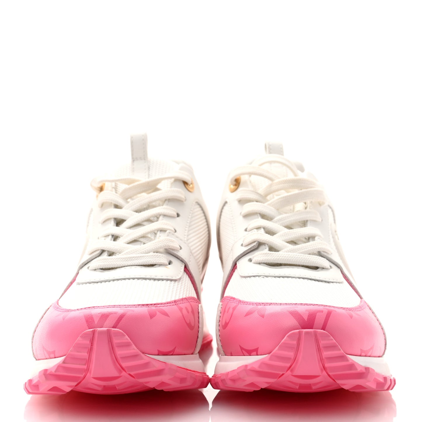 Calfskin Monogram Run Away Sneakers 38 White Pink