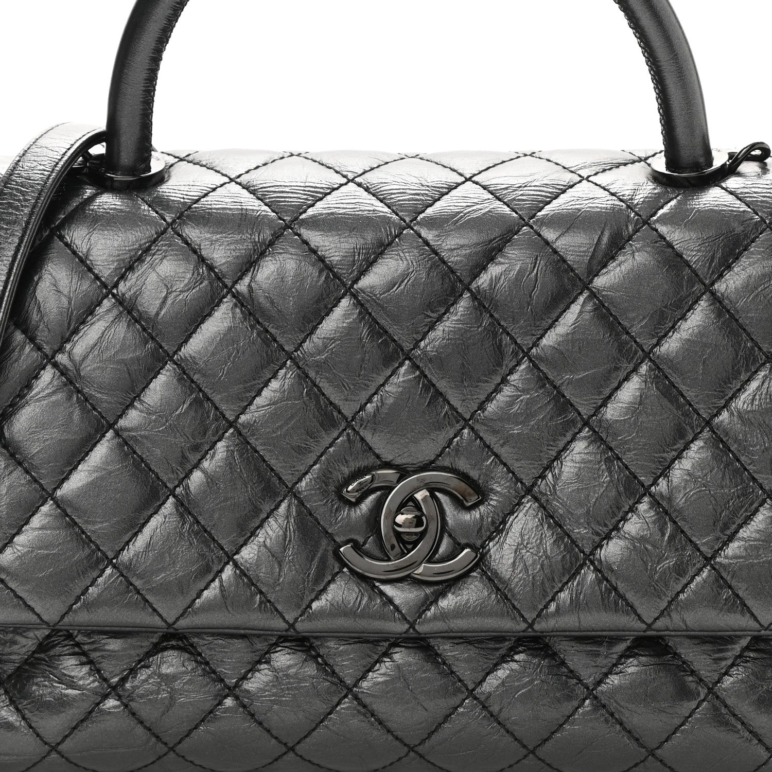Chanel Aged Calfskin Quilted Small Coco Handle Flap So Black 8 of 11