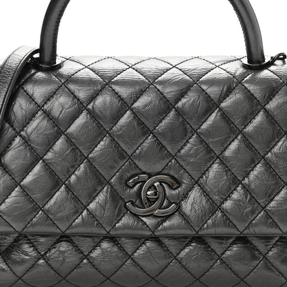 Chanel Aged Calfskin Quilted Small Coco Handle Flap So Black 8 of 11