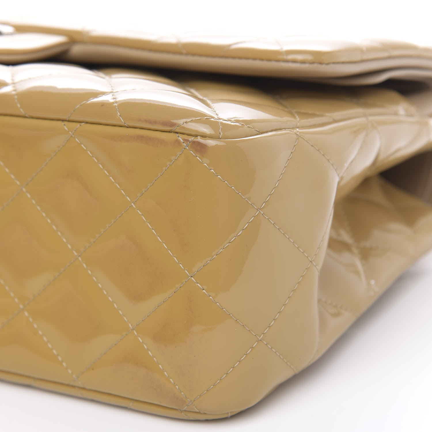 Chanel Patent Quilted Jumbo Double Flap Beige 10 of 15