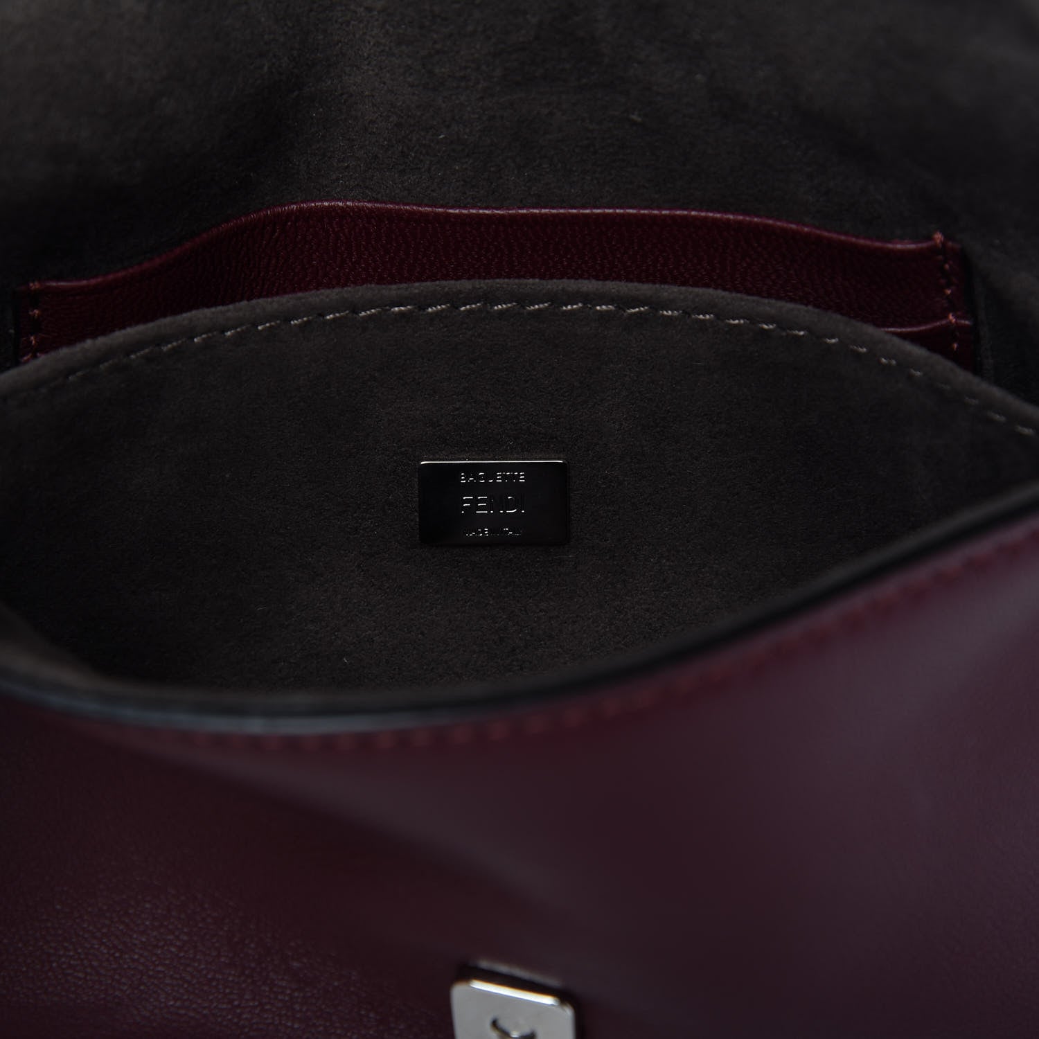 Fendi Shiny Nappa Mink Fox Fur Crystal Micro Buggie Baguette Bordeaux Rust Multicolor 8 of 9