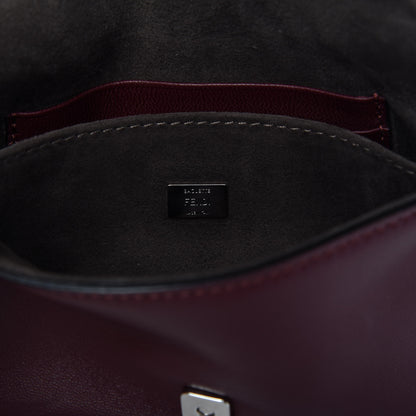 Fendi Shiny Nappa Mink Fox Fur Crystal Micro Buggie Baguette Bordeaux Rust Multicolor 8 of 9