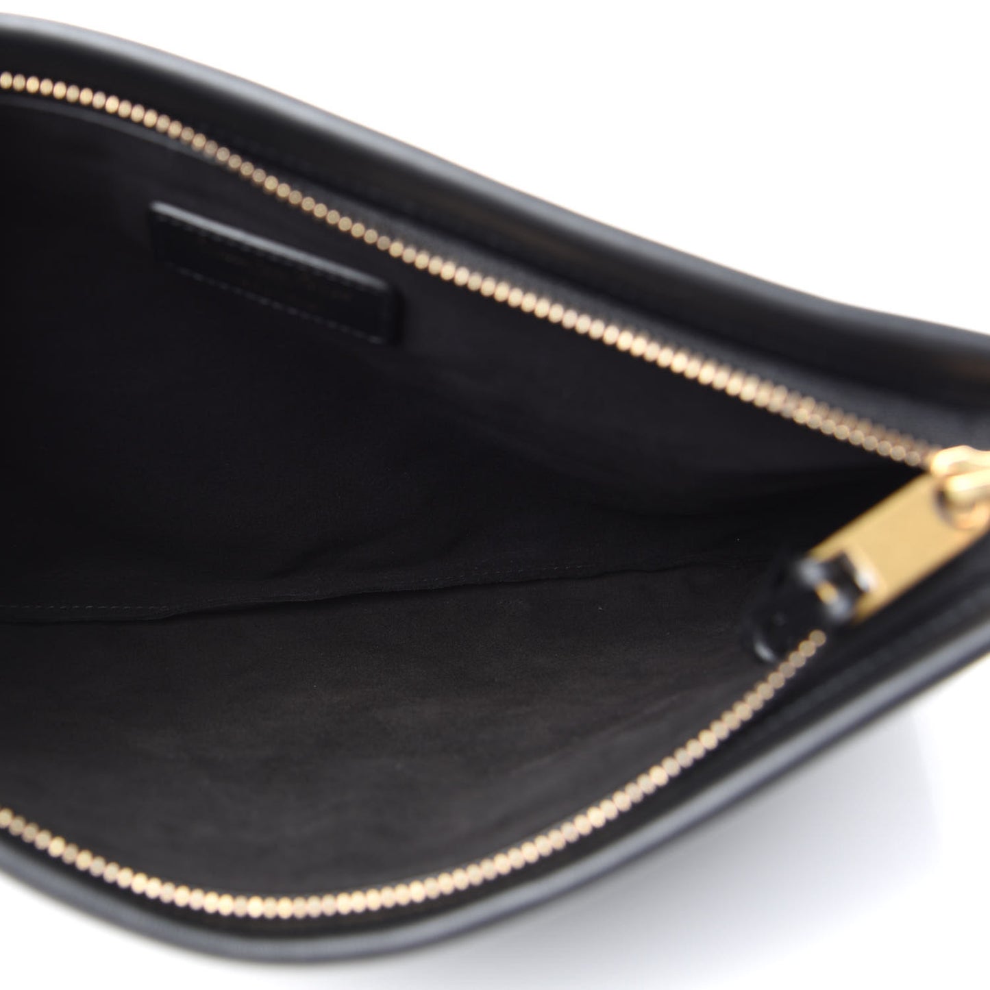 Calfskin Embossed Logo Zip Clutch Black