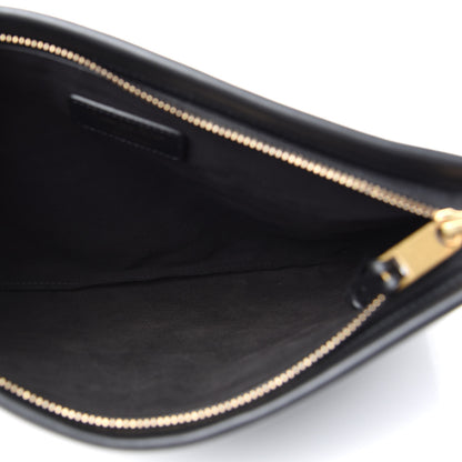 Christian Dior Calfskin Embossed Logo Zip Clutch Black 5 of 7