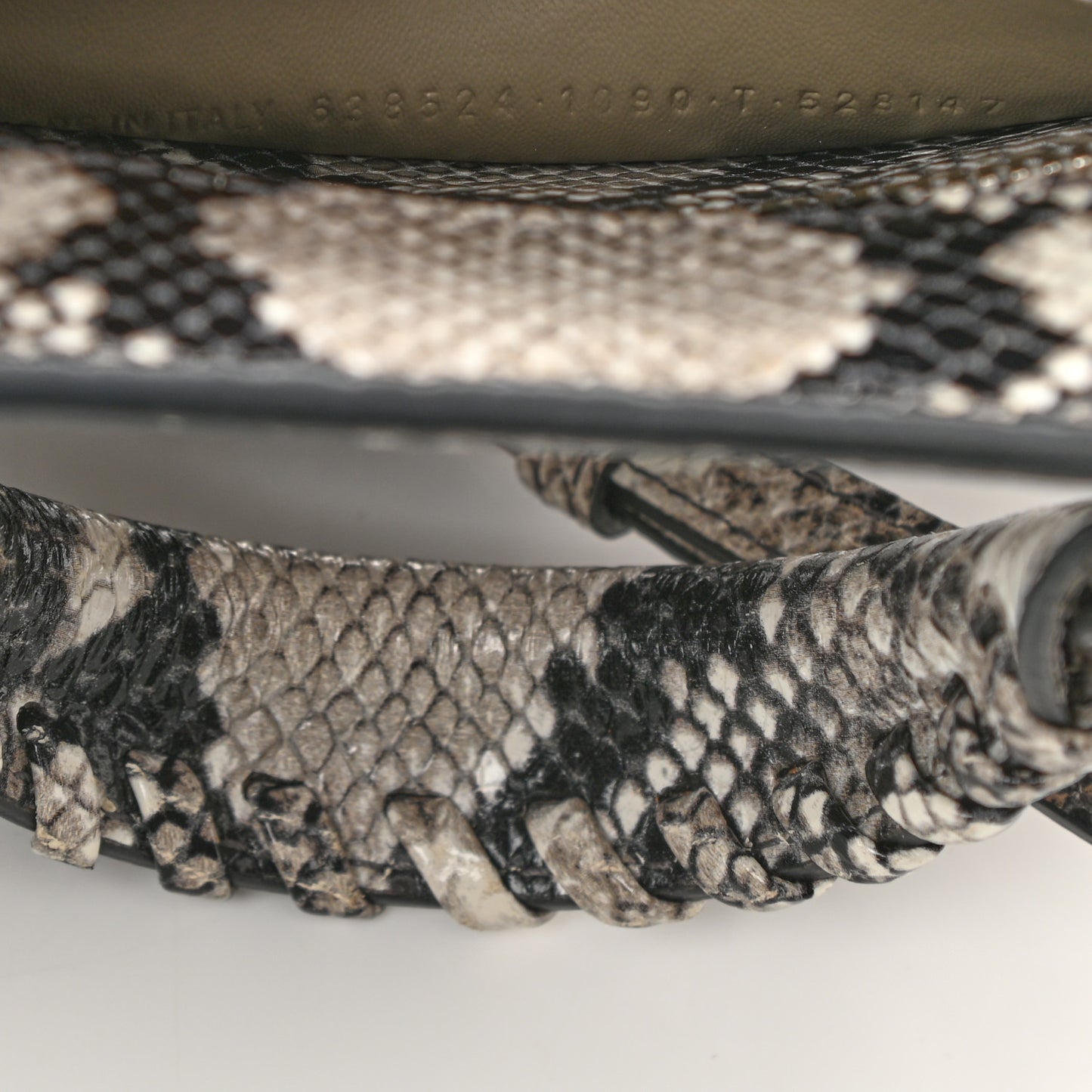 Grained Calfskin Snake Effect Neo Classic Silver Hardware Mini City Black White