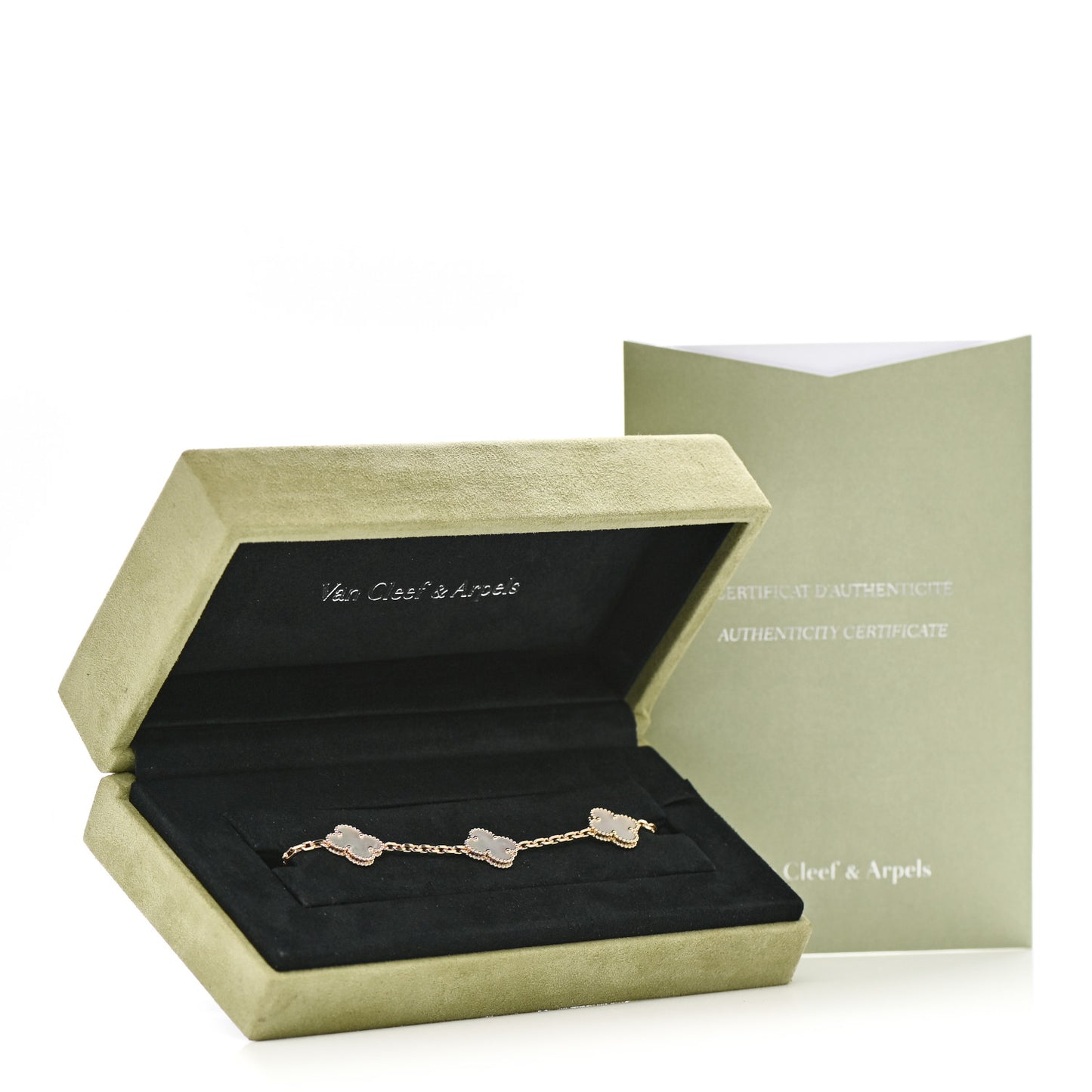 18K Yellow Gold Mother of Pearl 5 Motifs Vintage Alhambra Bracelet