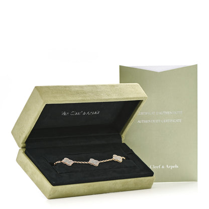Van Cleef & Arpels 18K Yellow Gold Mother of Pearl 5 Motifs Vintage Alhambra Bracelet 7 of 7