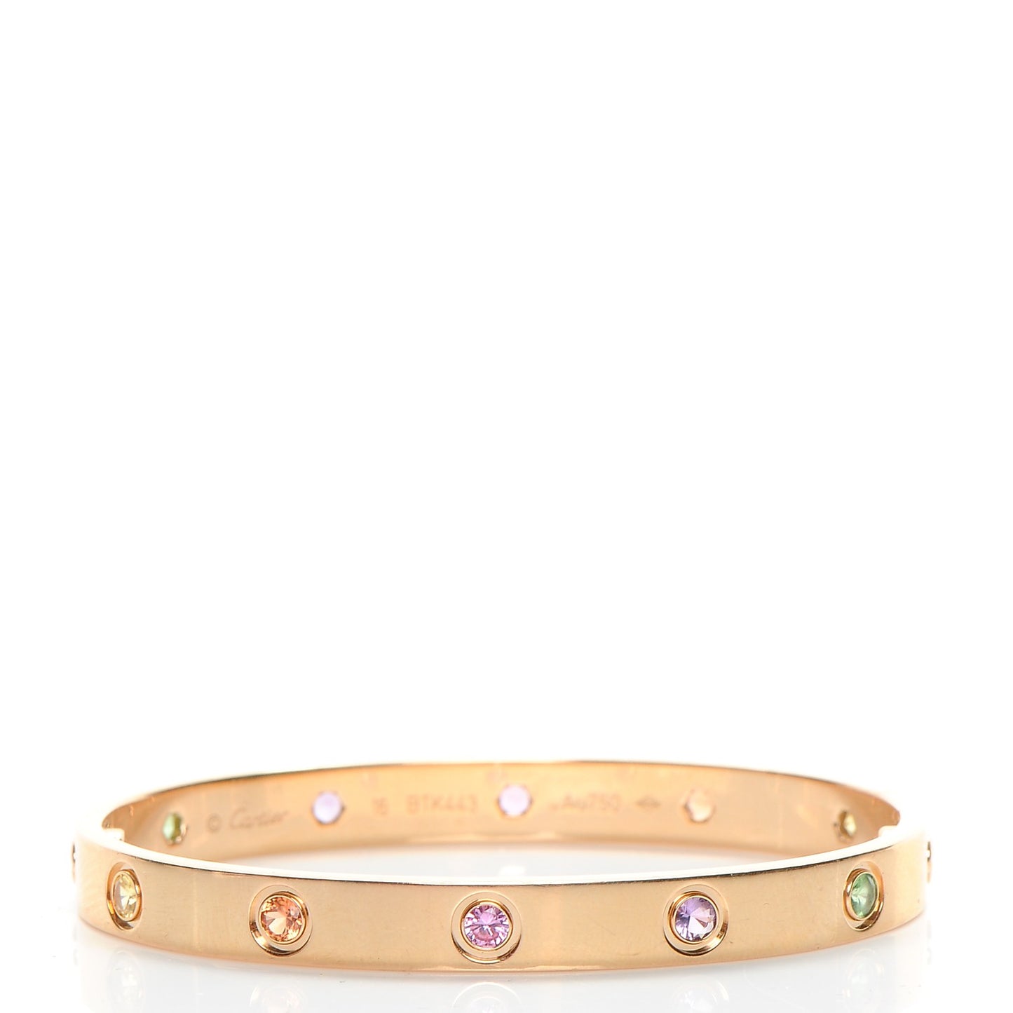 18K Pink Gold Sapphire Garnet Amethyst LOVE Bracelet 16