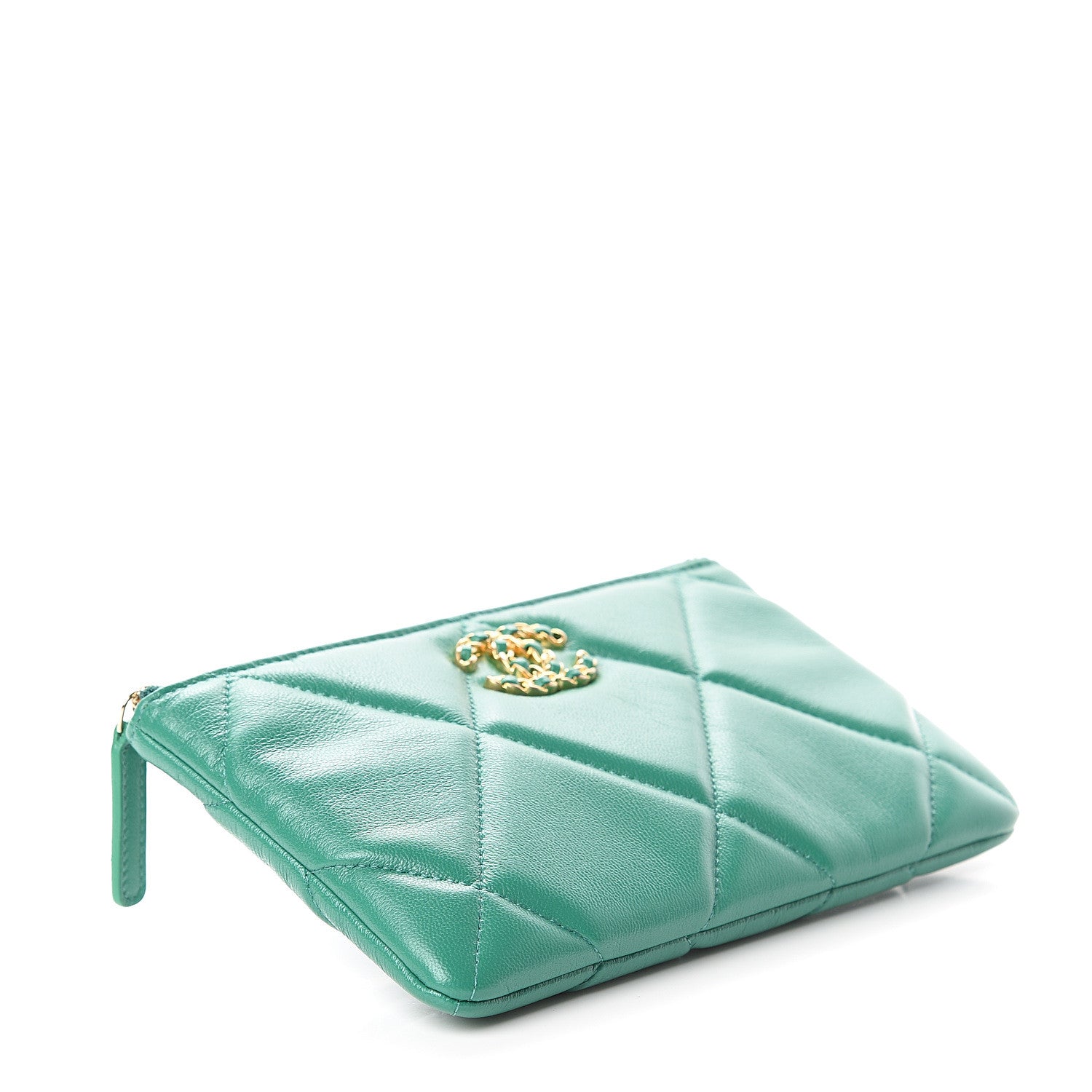 Chanel Goatskin Quilted 19 Cosmetic Case Green 3 of 7