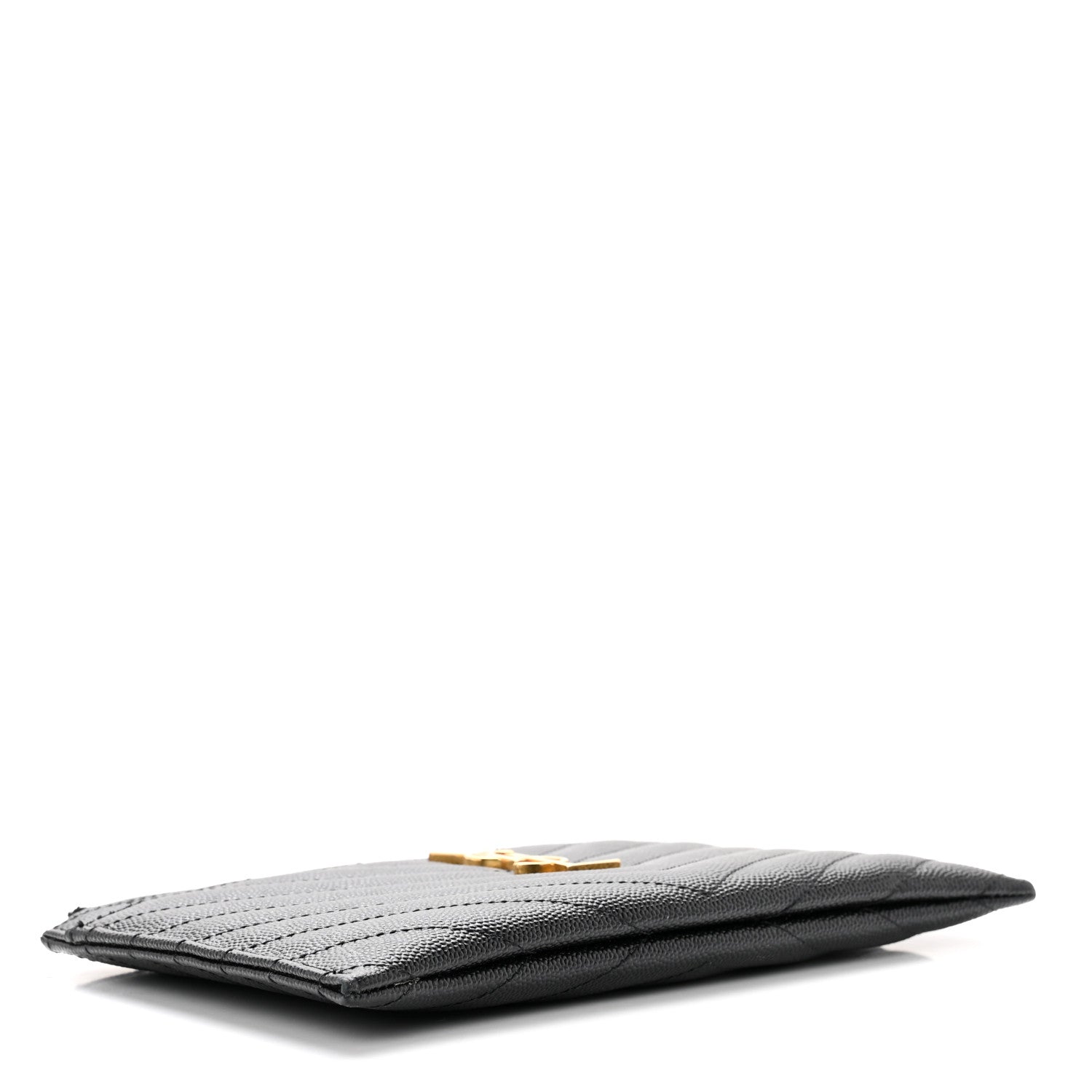 Saint Laurent Grain De Poudre Chevron Monogram Bill Pouch Black 4 of 7