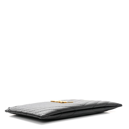 Saint Laurent Grain De Poudre Chevron Monogram Bill Pouch Black 4 of 7