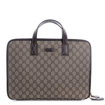 Gucci GG Plus Monogram Sellieria Calfskin Medium Joy Computer Case Beige Ebony Cocoa 1 of 8