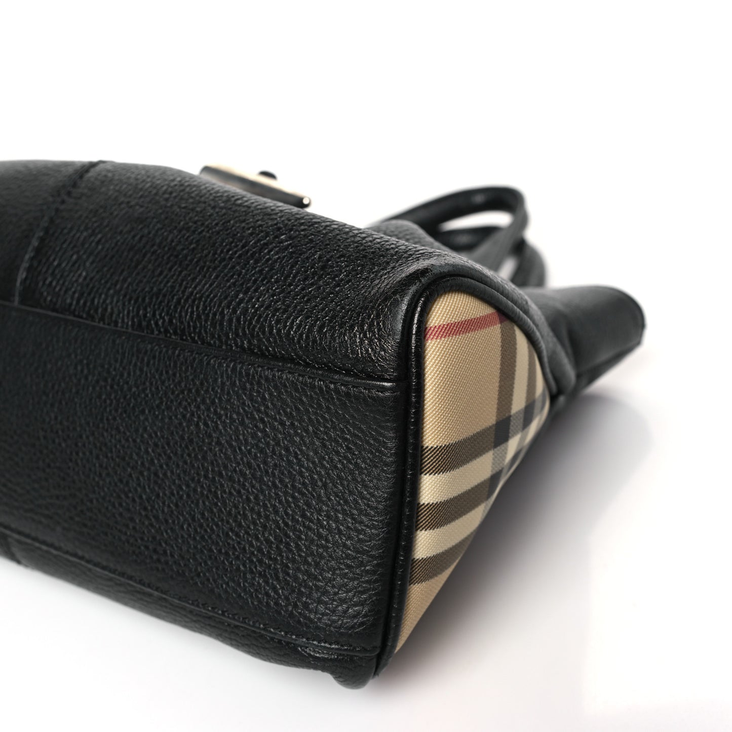 Grainy Calfskin House Check Horn Toggle Tote Black