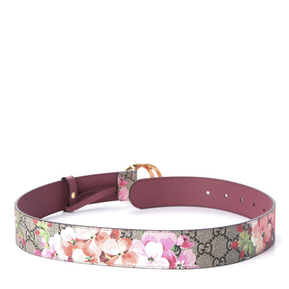 Gucci GG Supreme Monogram Blooms Moon Calfskin Interlocking G 37mm Belt 70 28 Beige Ebony Multicolor Dry Rose 3 of 4
