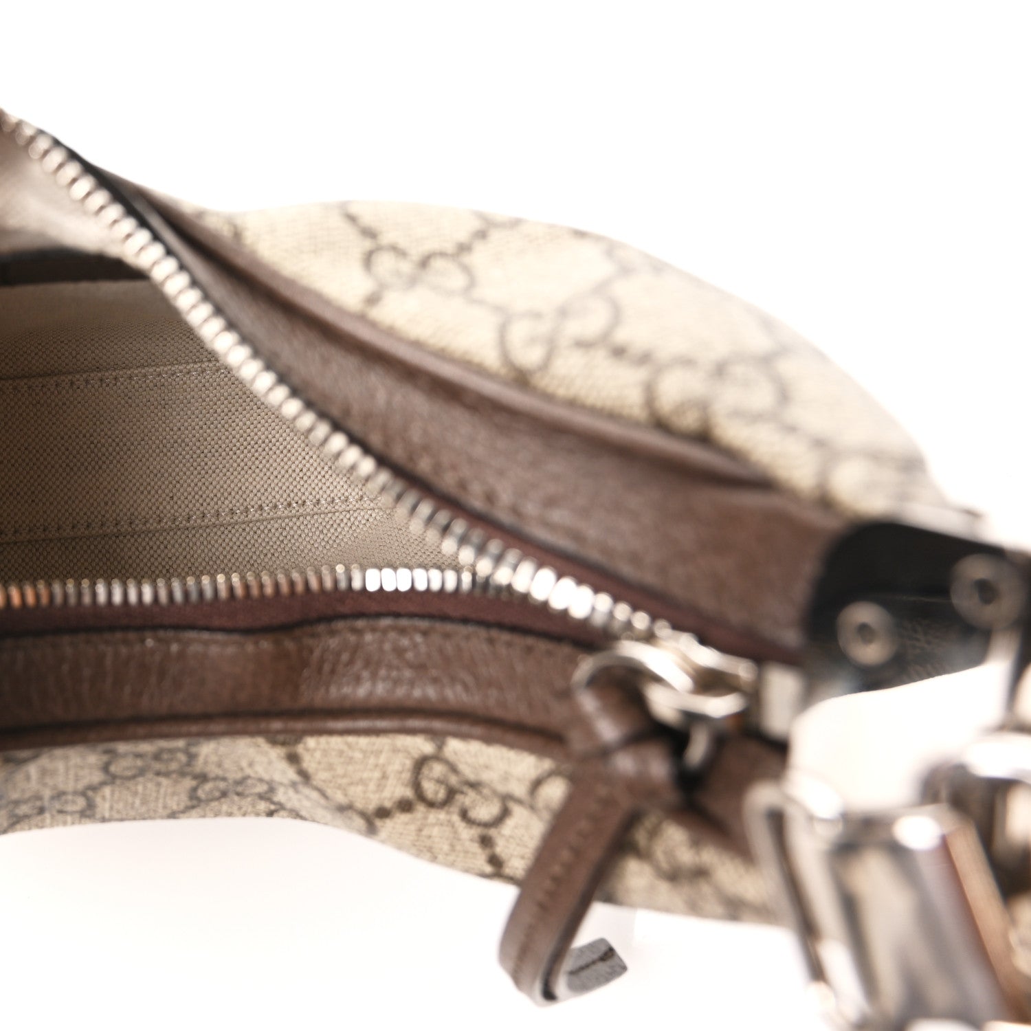 Gucci GG Supreme Monogram Textured Calfskin Web Small Attache Shoulder Bag Beige Ebony New Acero 5 of 10