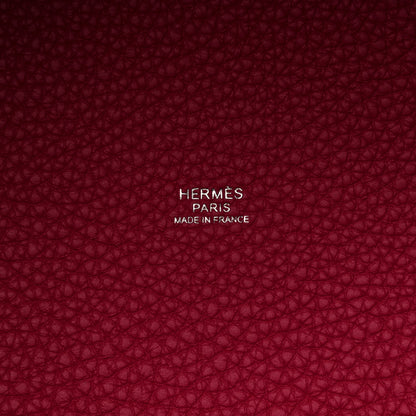 Hermes Taurillon Clemence Casaque Picotin Lock 22 MM Bleu Nuit Framboise Rouge Sellier 6 of 12