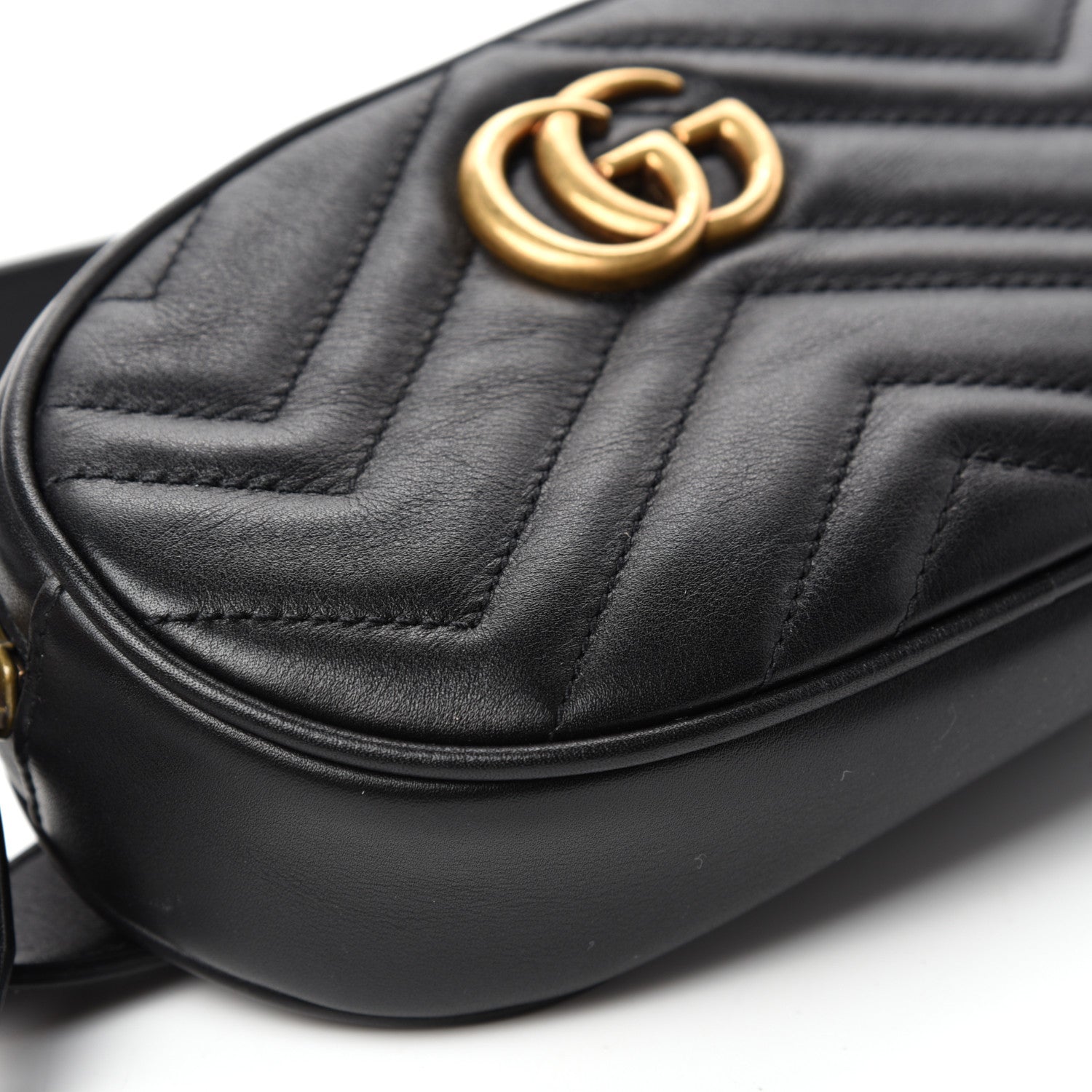 Gucci Calfskin Matelasse GG Marmont Belt Bag 95 38 Black 6 of 11