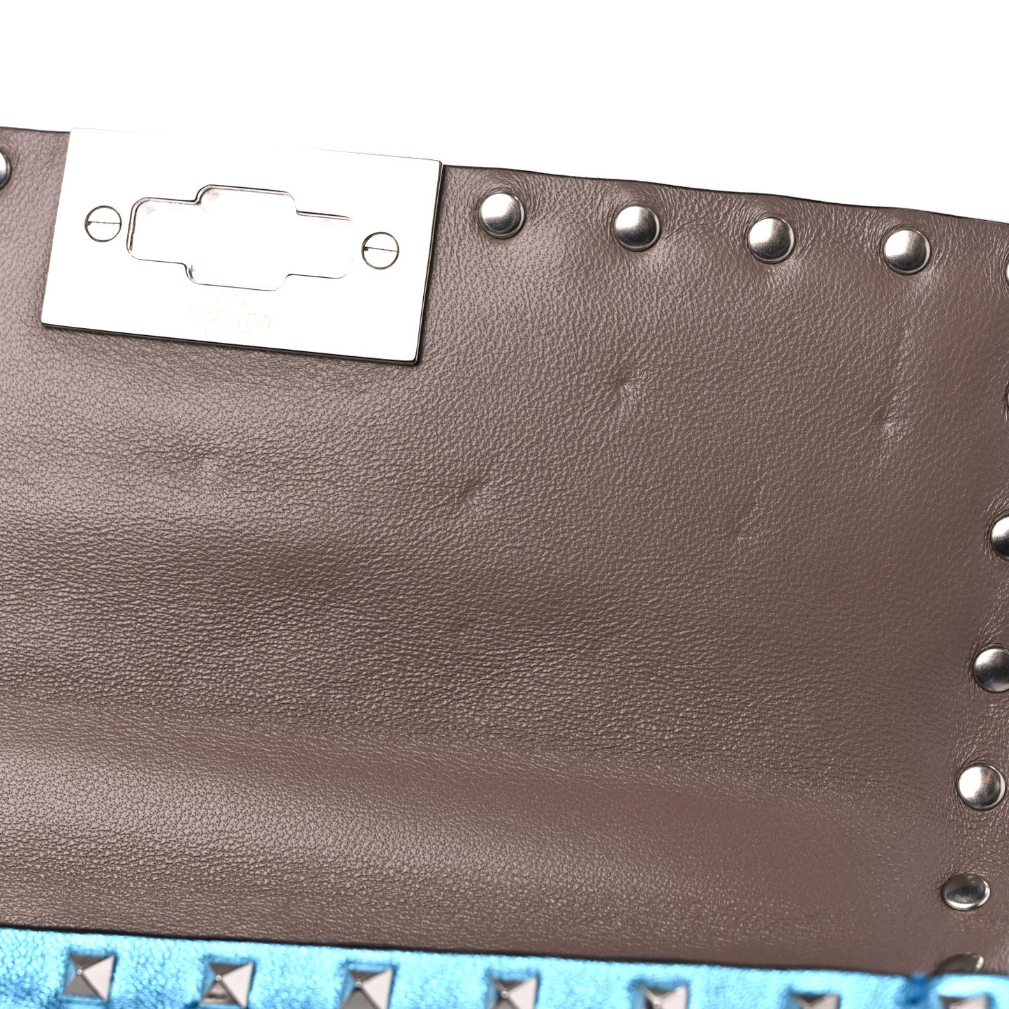 Metallic Nappa Small Rockstud Spike Shoulder Bag Cerulean