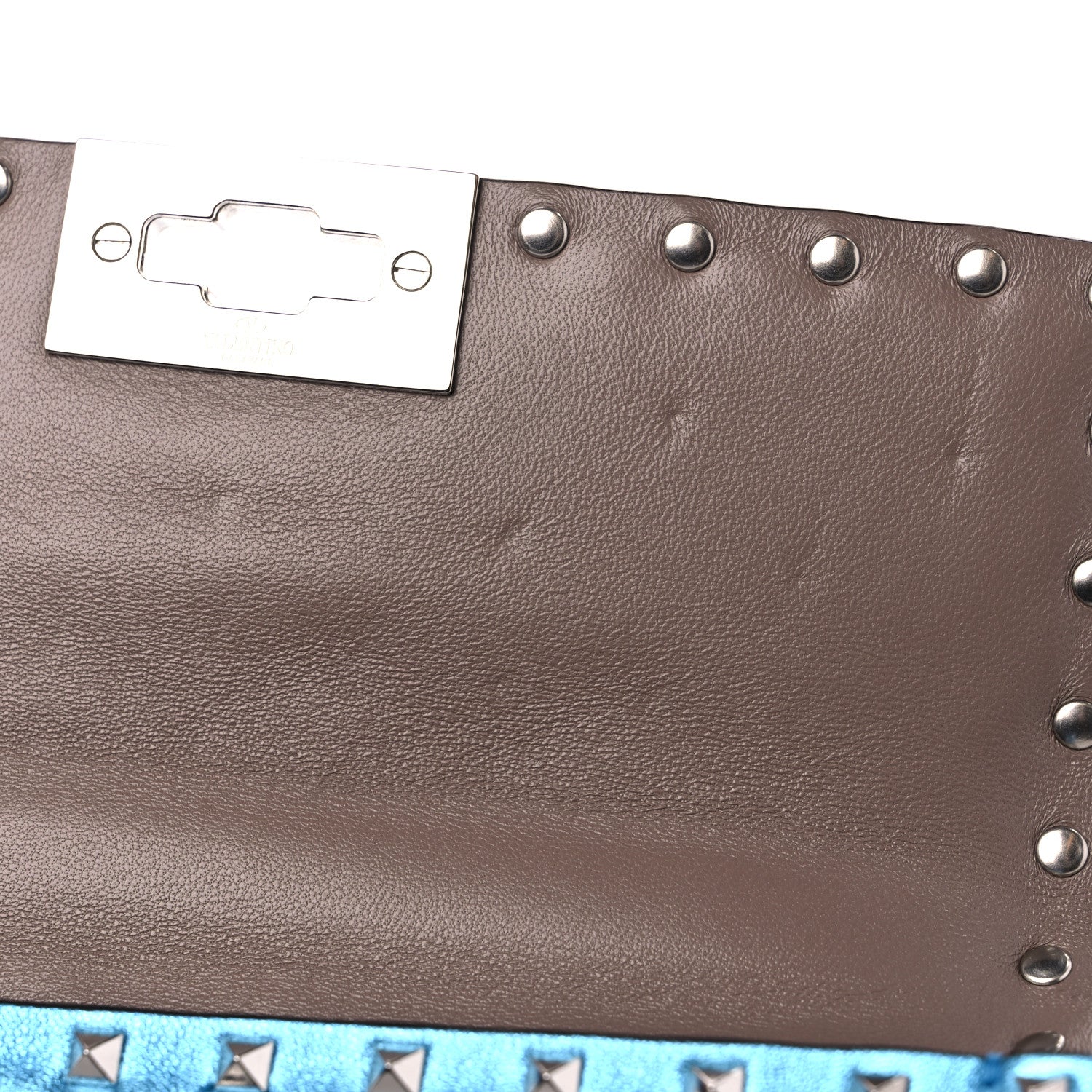 Valentino Garavani Metallic Nappa Small Rockstud Spike Shoulder Bag Cerulean 7 of 9