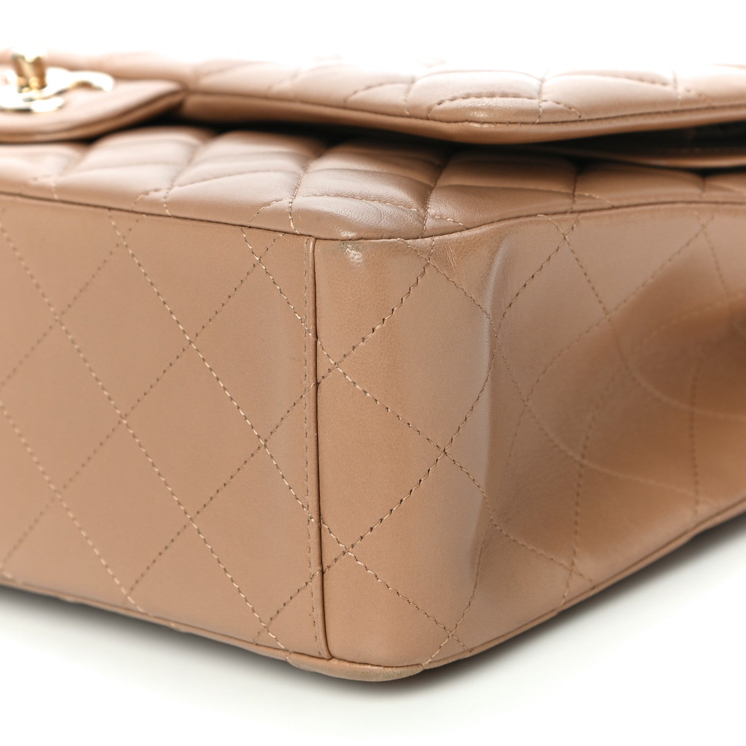 Chanel Lambskin Quilted Maxi Double Flap Beige 9 of 11