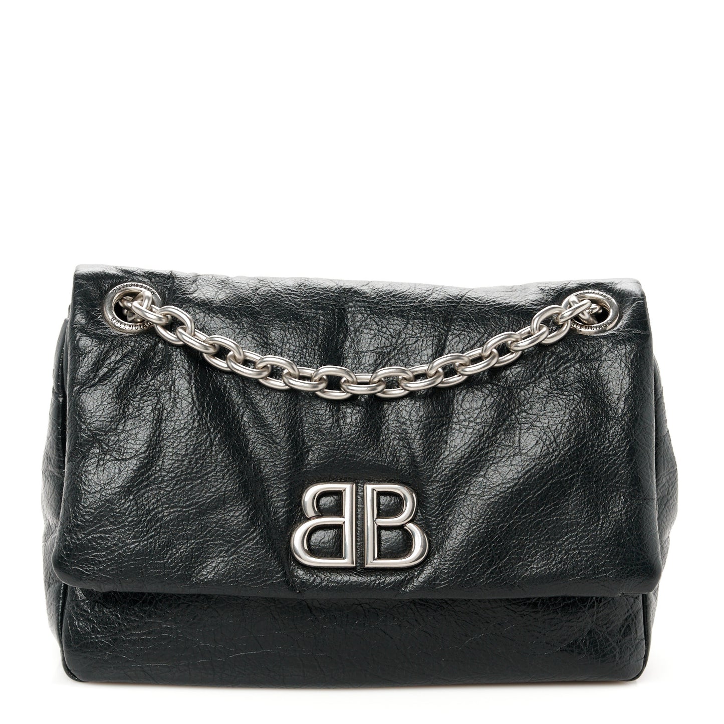 Arena Calfskin Mini Monaco Chain Shoulder Bag Black