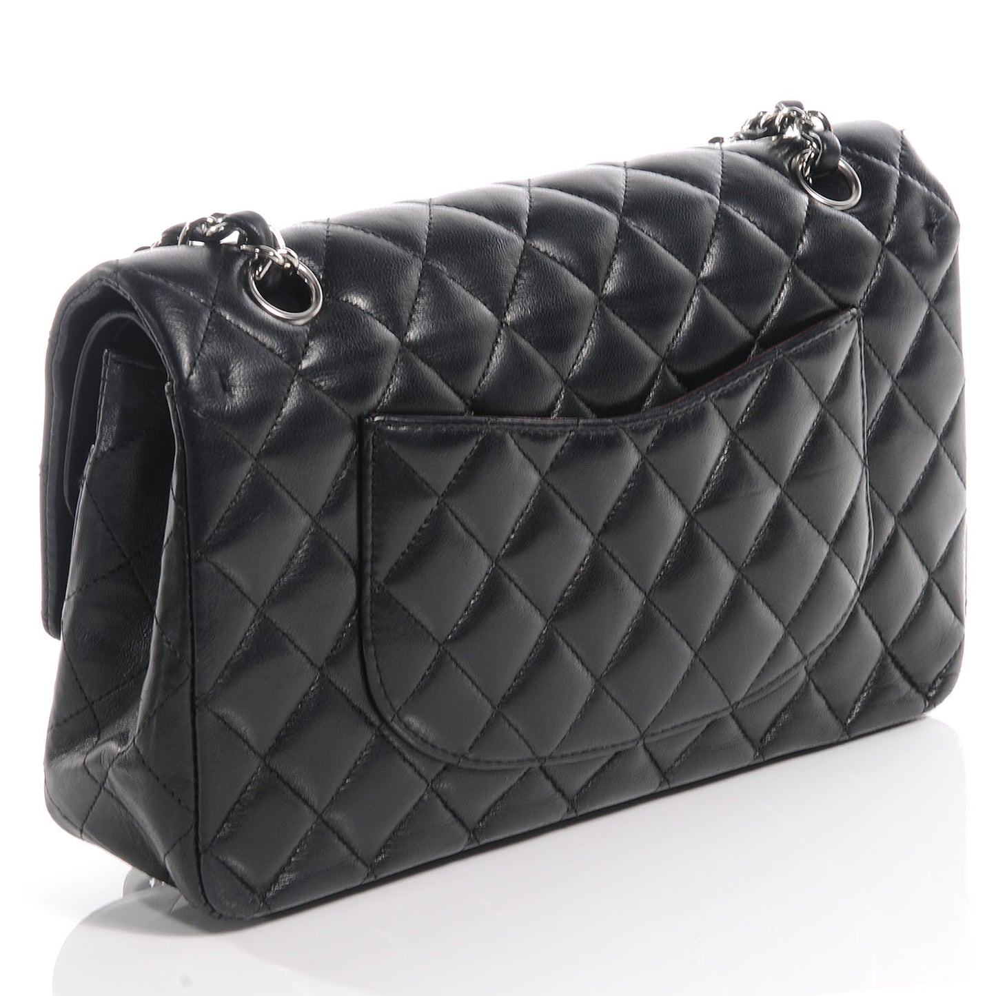 Lambskin Medium Double Flap Black