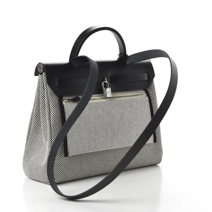 Hermes Vache Hunter Criss Viking Herbag Zip Retourne 31 PM Ecru Black 4 of 10