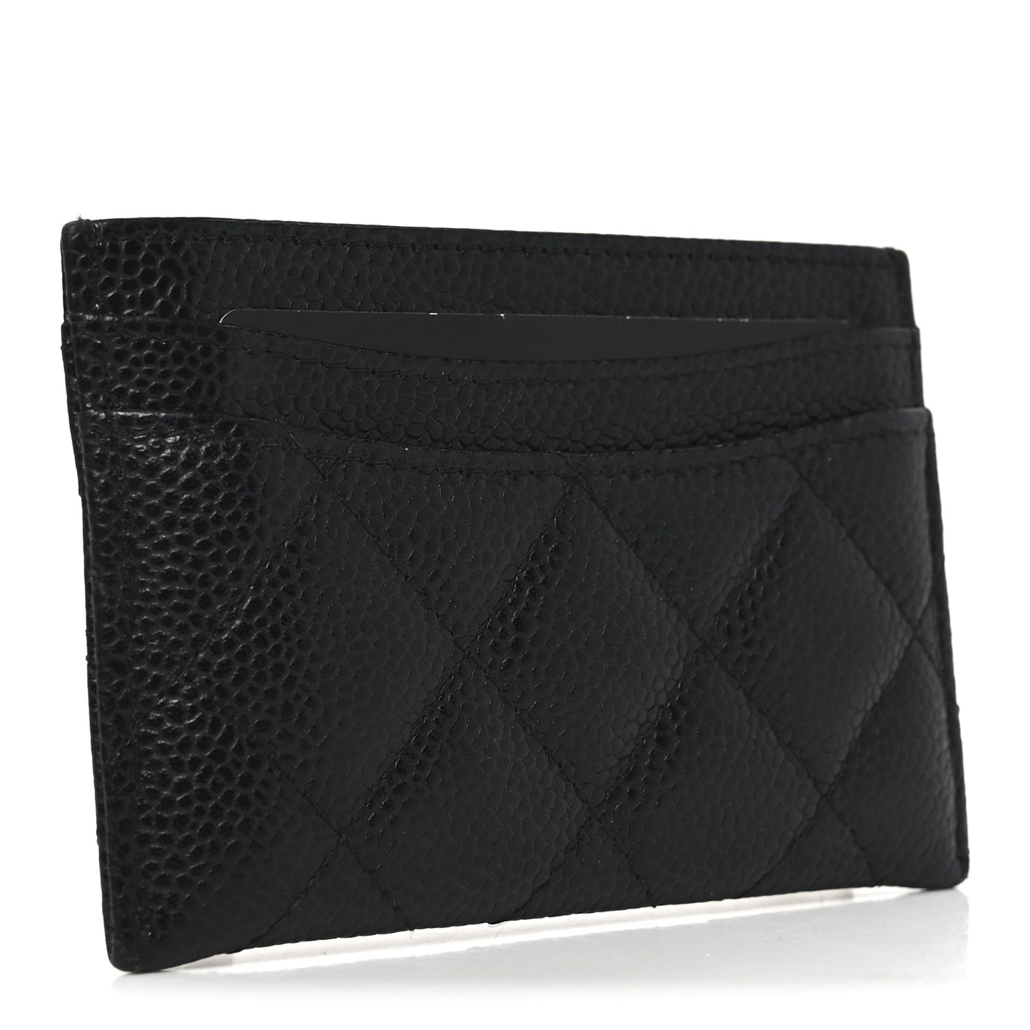 Caviar Quilted Card Holder Black