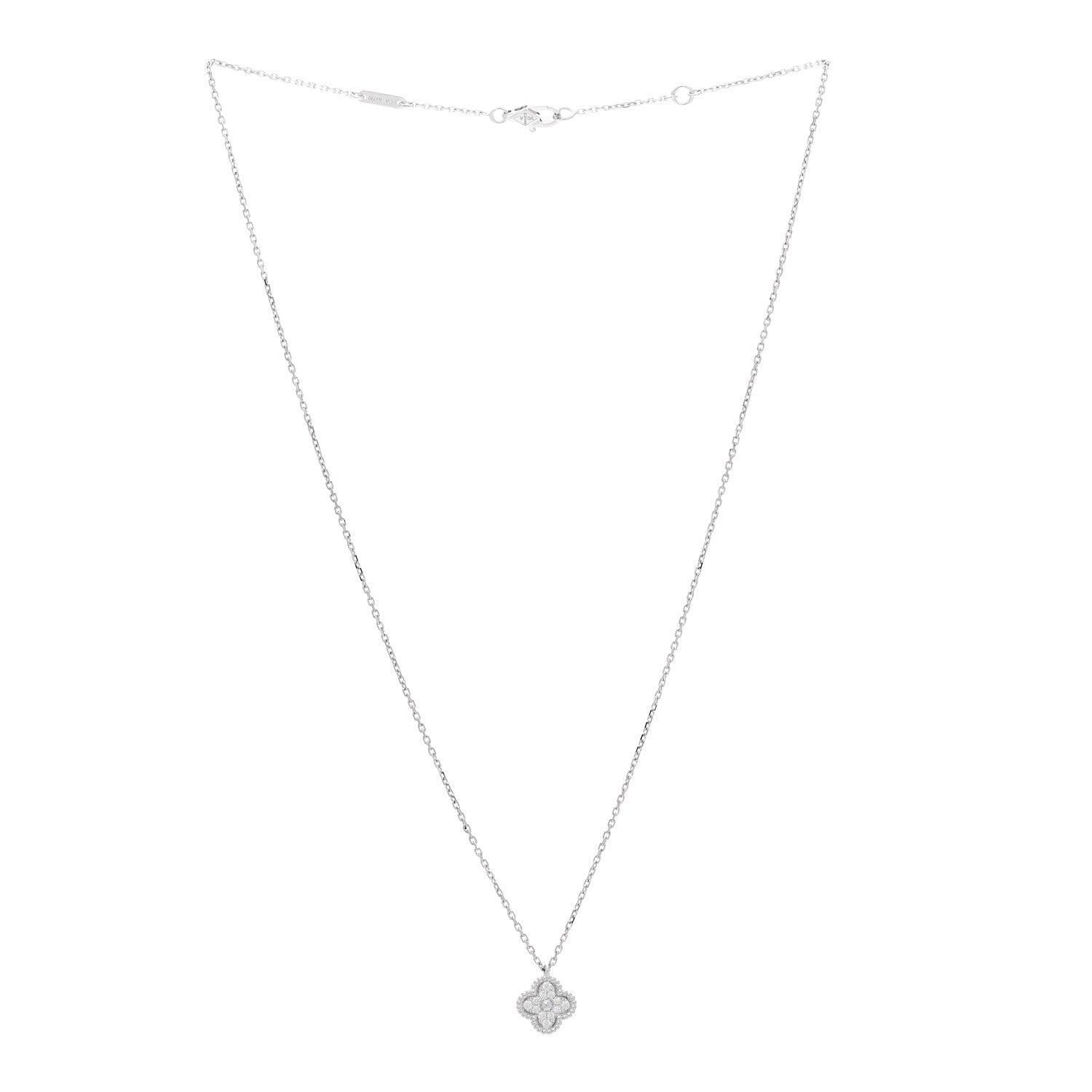 Van Cleef & Arpels 18K White Gold Diamond Sweet Alhambra Pendant Necklace 3 of 7