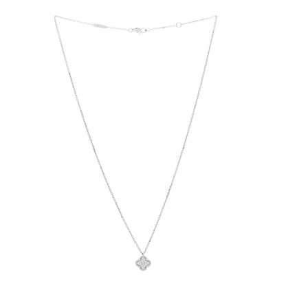 Van Cleef & Arpels 18K White Gold Diamond Sweet Alhambra Pendant Necklace 3 of 7