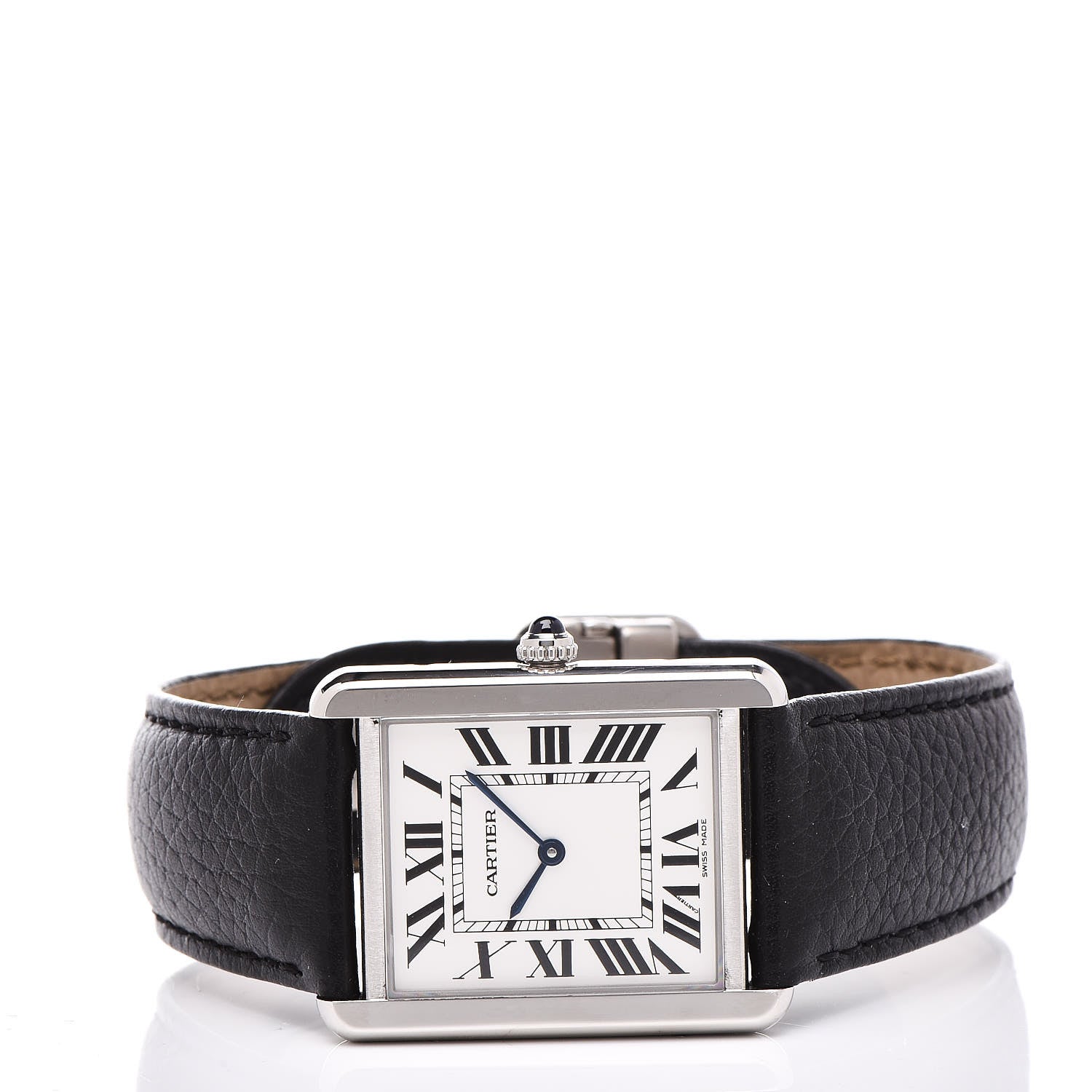 Cartier Stainless Steel Calfskin 27mm Tank Solo Quartz Watch 3 of 8