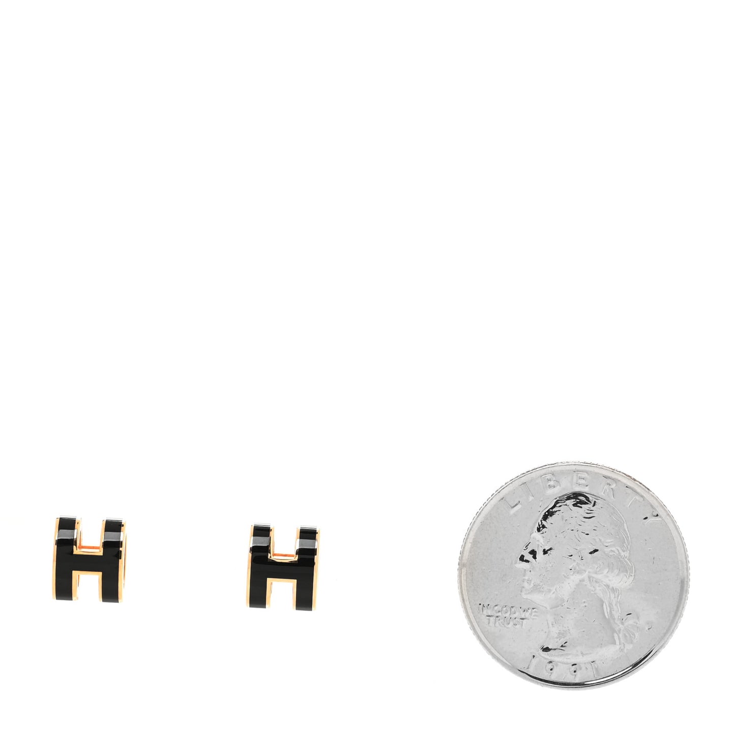 Gold Lacquered Mini Pop H Earrings Black