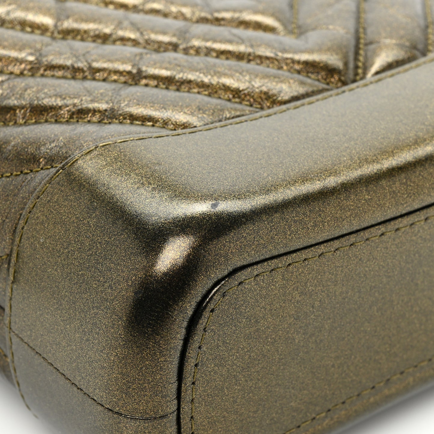 Metallic Calfskin Chevron Quilted Small Gabrielle Hobo Gold