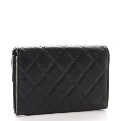 Chanel Calfskin Quilted Pearl CC Medium Flap Wallet Black 3 of 9