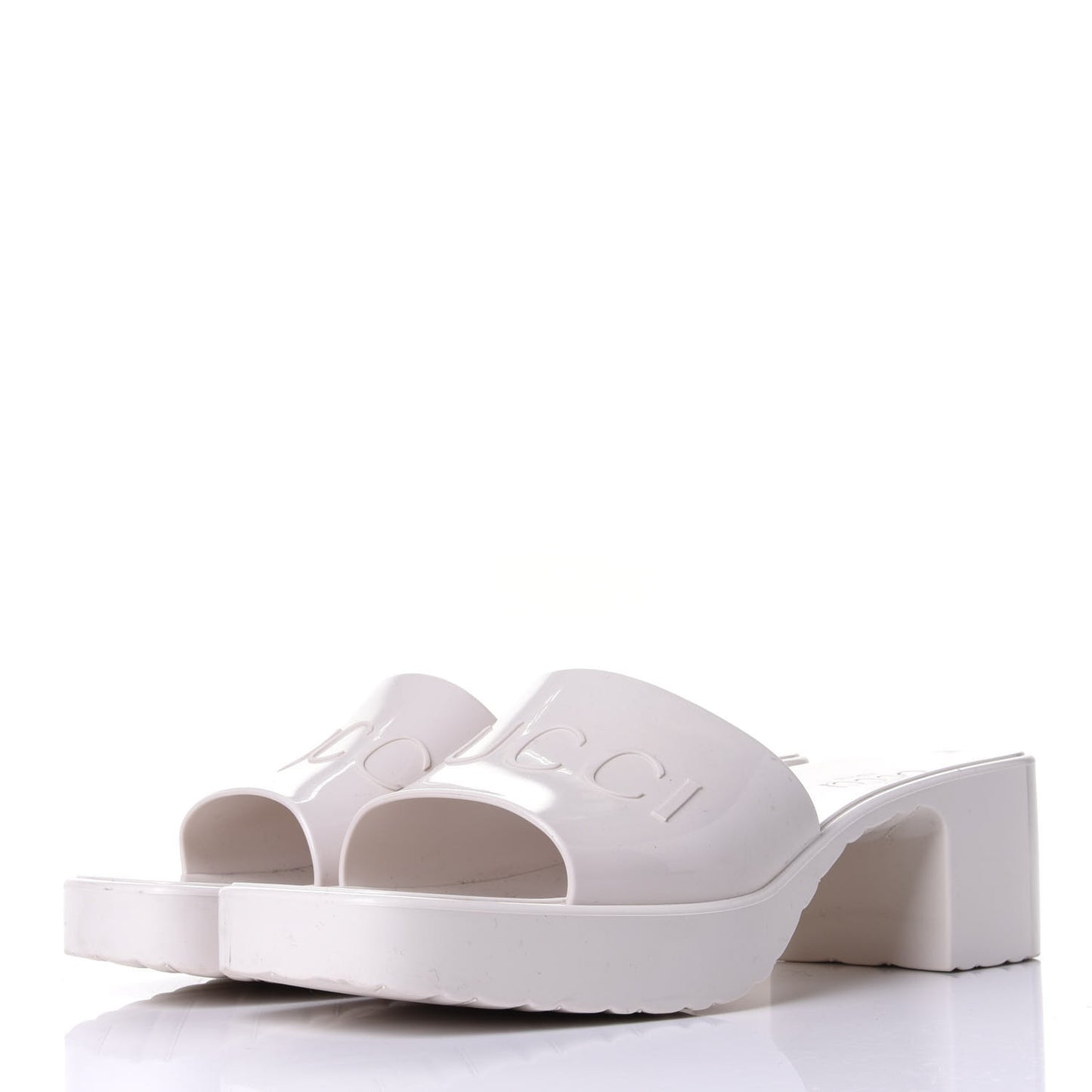 Rubber Gucci Logo Womens Platform 20/60mm Slide Sandals 37 Mystic White