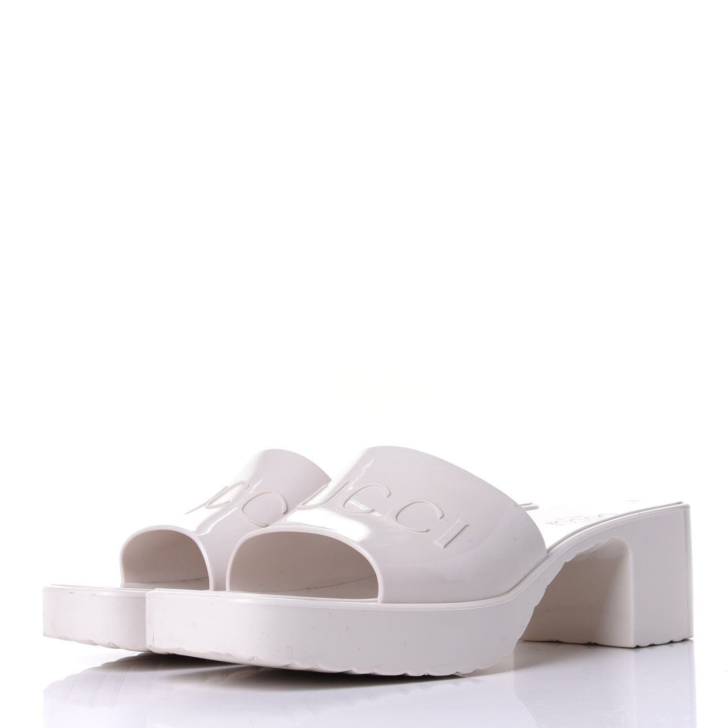 Gucci Rubber Gucci Logo Womens Platform 20/60mm Slide Sandals 37 Mystic White 3 of 11