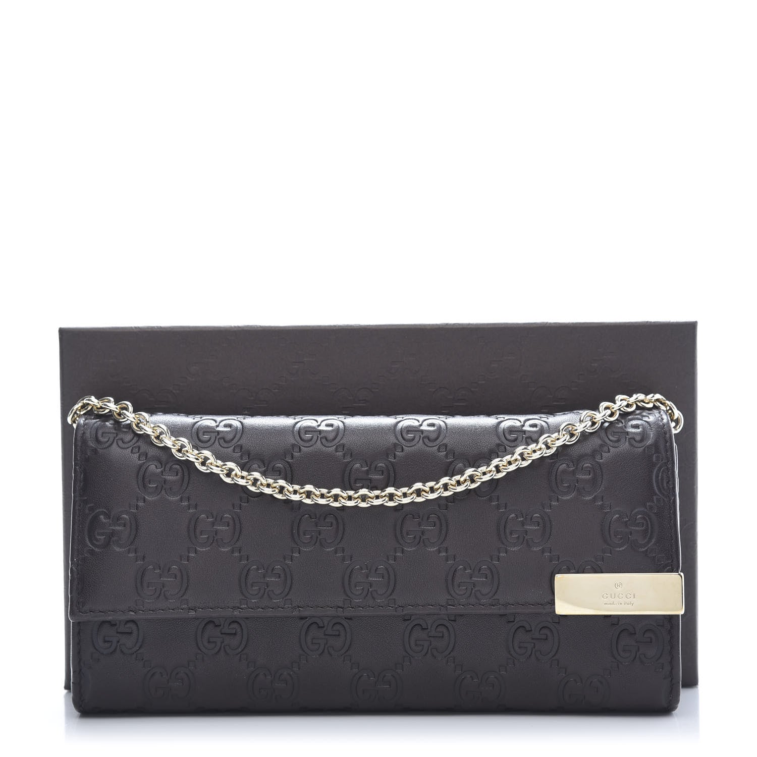 Gucci Guccissima Signature Dice Chain Wallet Chocolate 8 of 8
