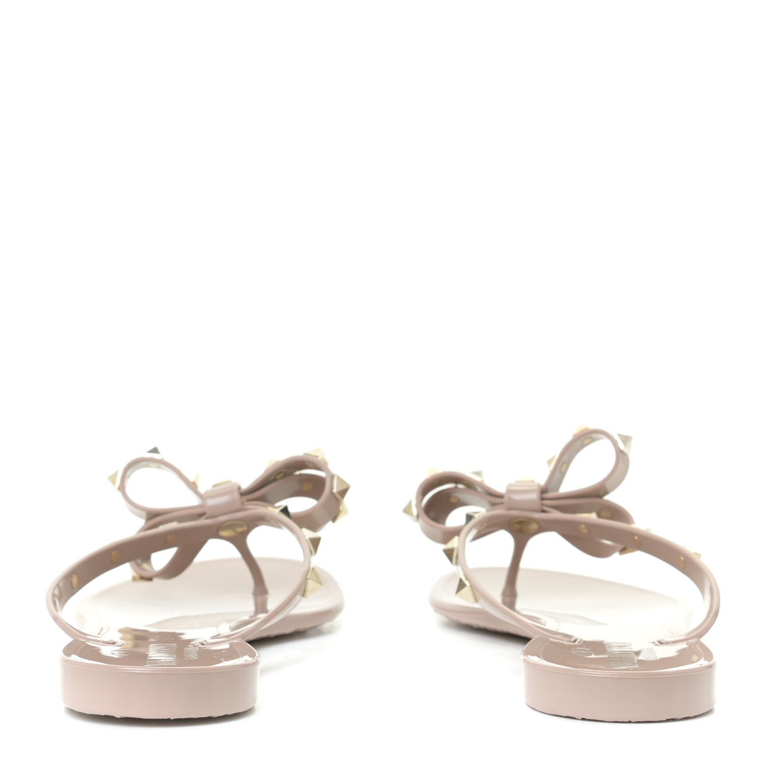 Valentino Garavani PVC Jelly Rockstud Bow Thong Sandals 38 Poudre 5 of 13