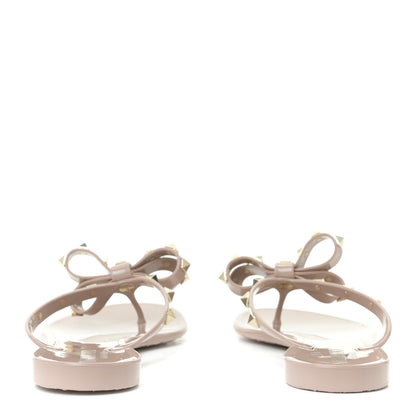 Valentino Garavani PVC Jelly Rockstud Bow Thong Sandals 38 Poudre 5 of 13