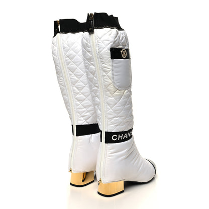 Chanel Mixed Fibers Lambskin Patent Calfskin Convertible High Boots 38 White 4 of 8