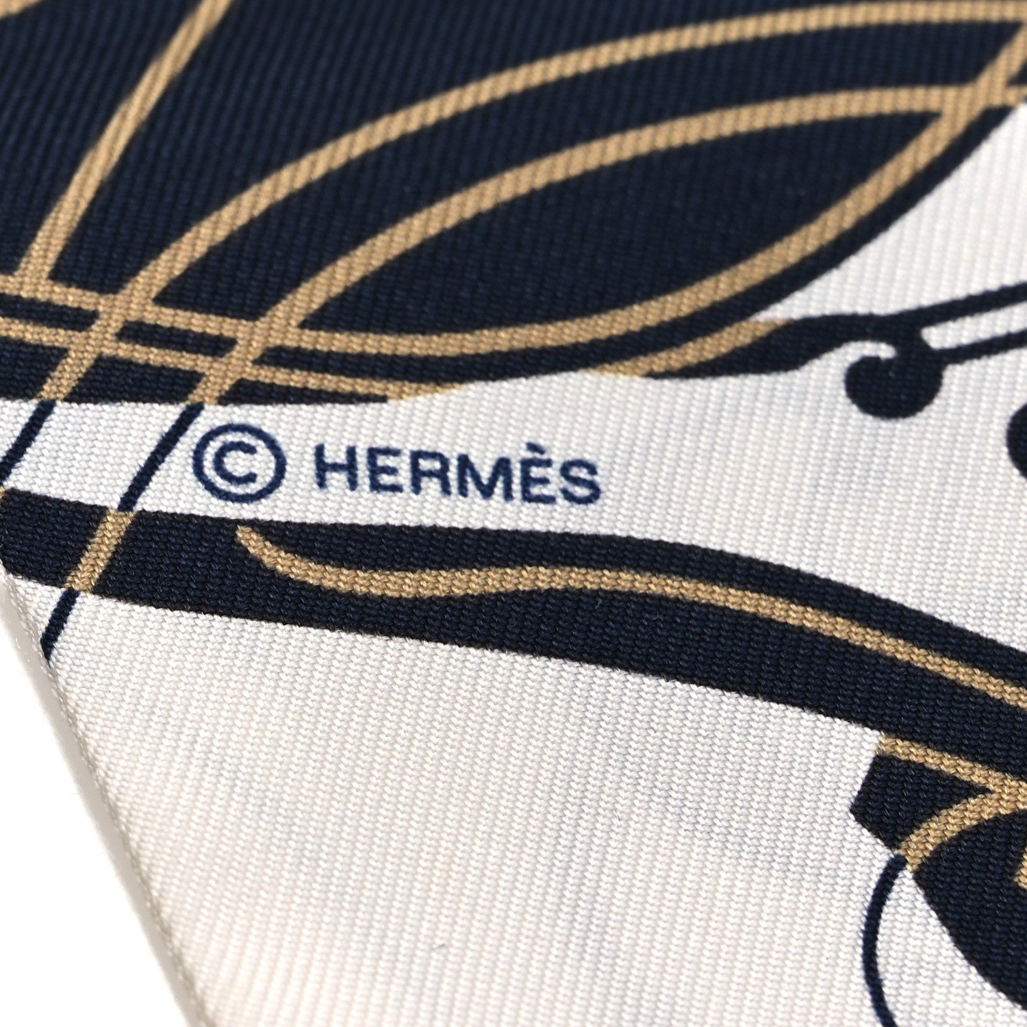 Hermes Silk Ex-Libris Twilly White Marine Gris 3 of 5