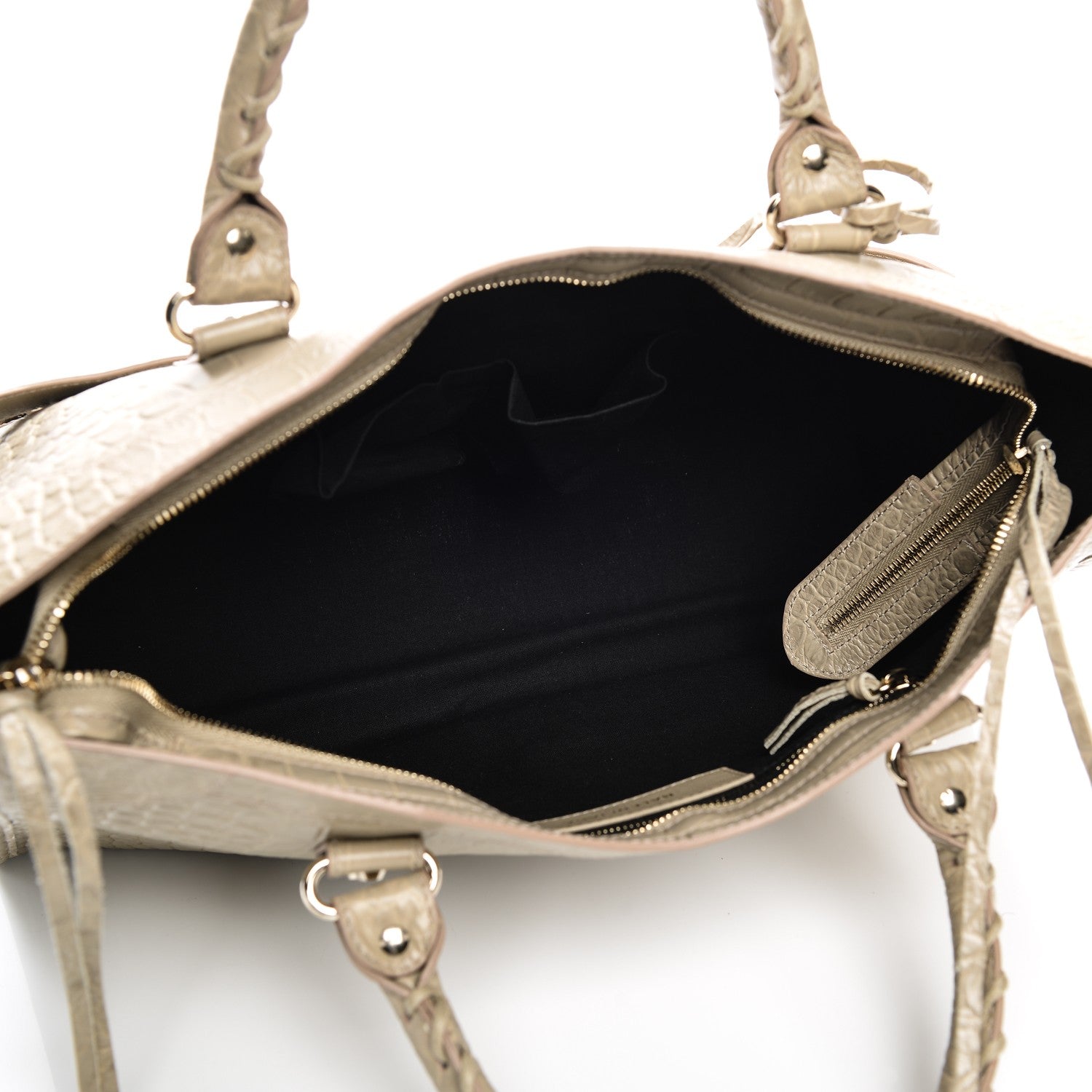 Balenciaga Calfskin Crocodile Embossed Classic Gold Hardware City Beige Latte 5 of 7