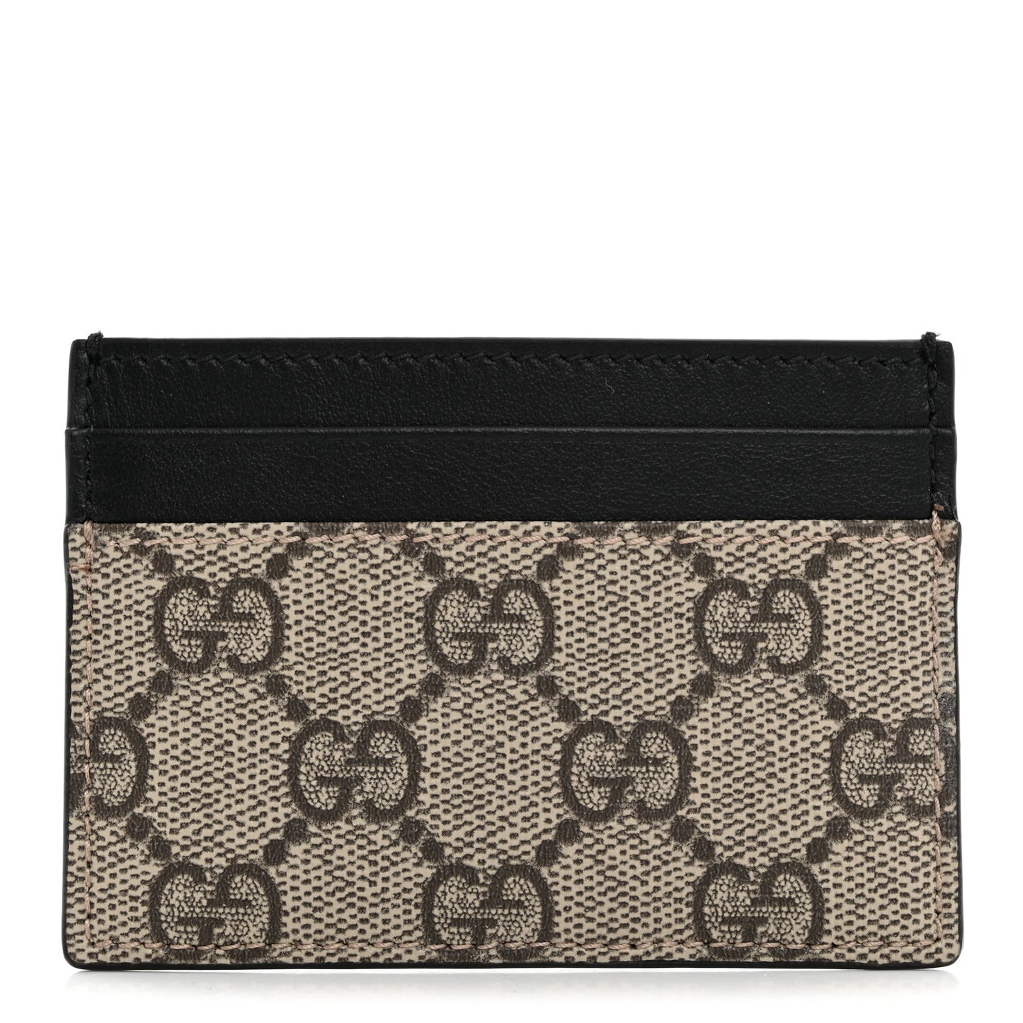 GG Supreme Monogram Calfskin Card Holder Beige Black
