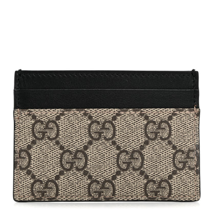 Gucci GG Supreme Monogram Calfskin Card Holder Beige Black 1 of 7
