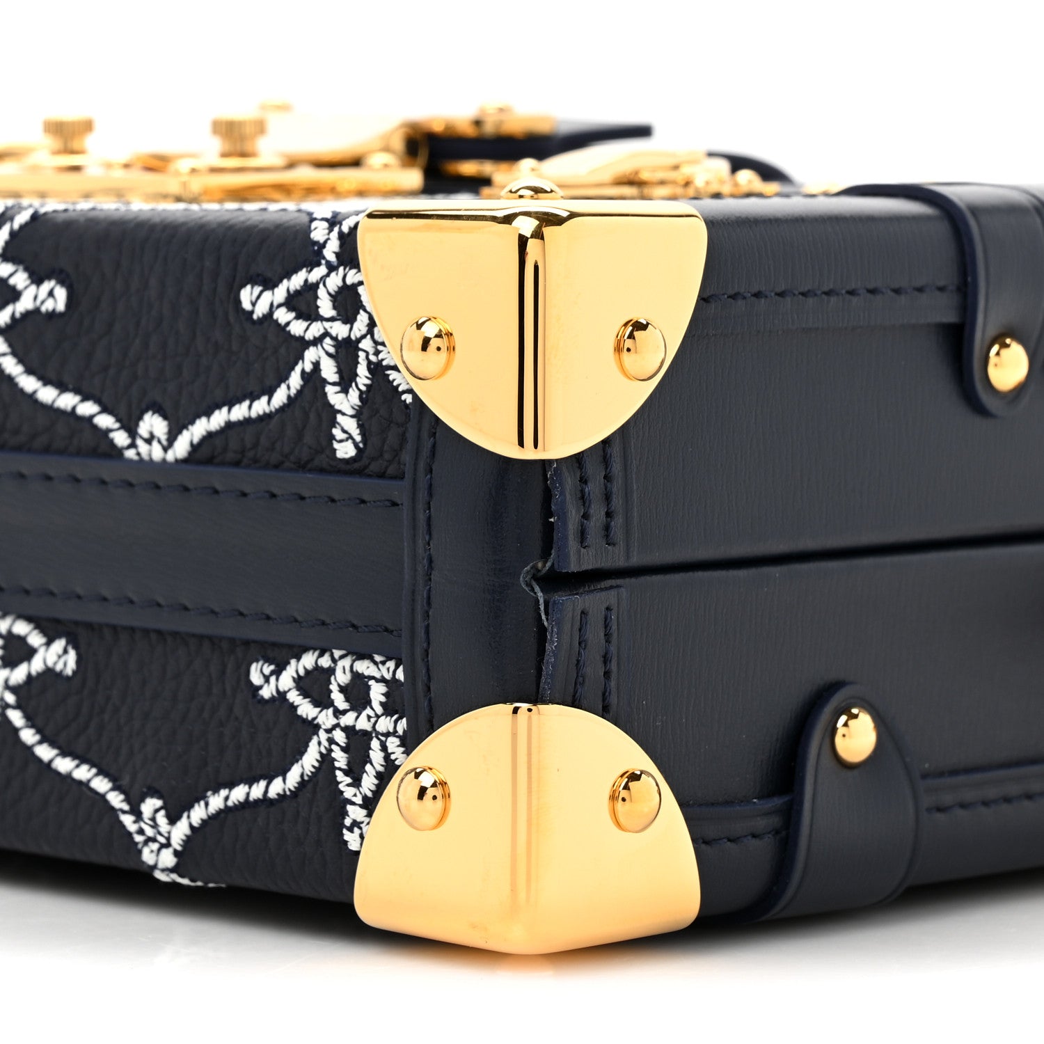 Louis Vuitton Calfskin Nautical Monogram Petite Malle Navy Blue 8 of 9