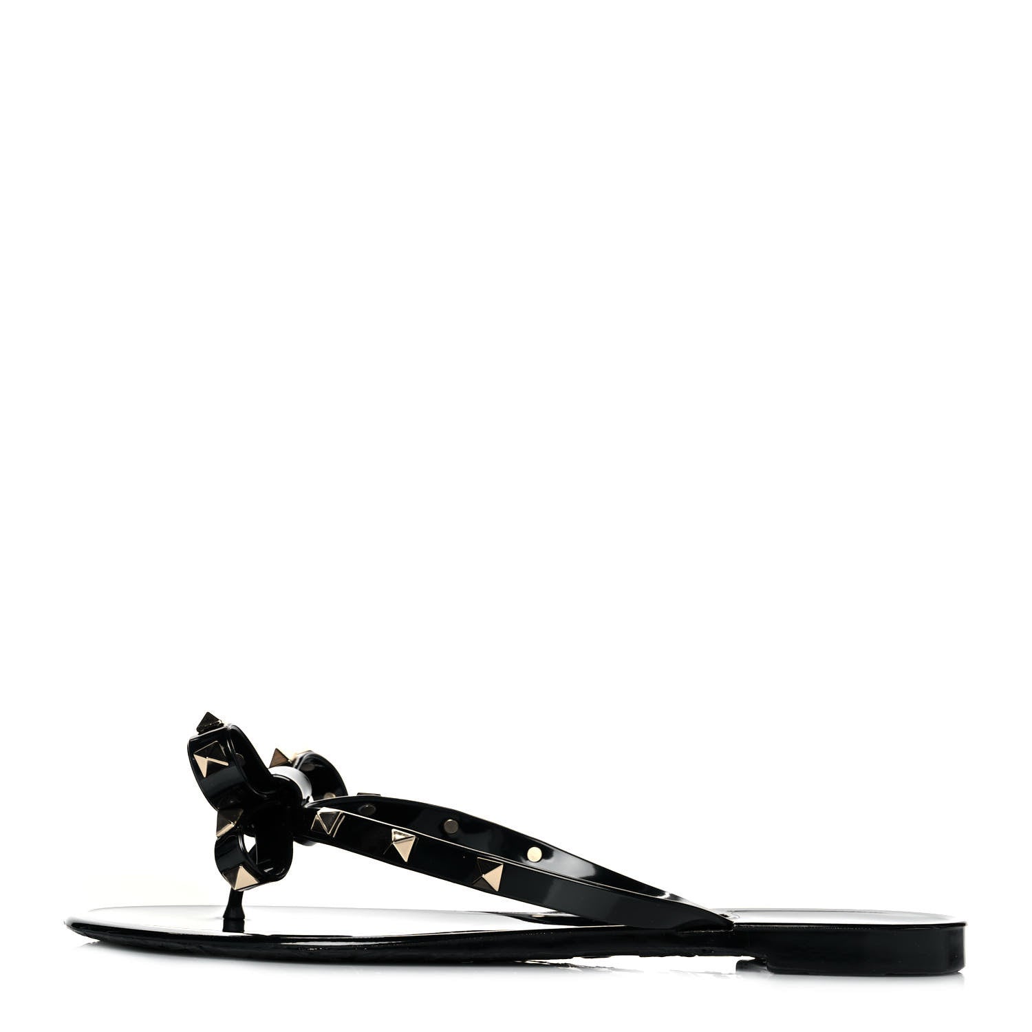 Valentino Garavani PVC Jelly Rockstud Bow Thong Sandals 39 Black 1 of 8