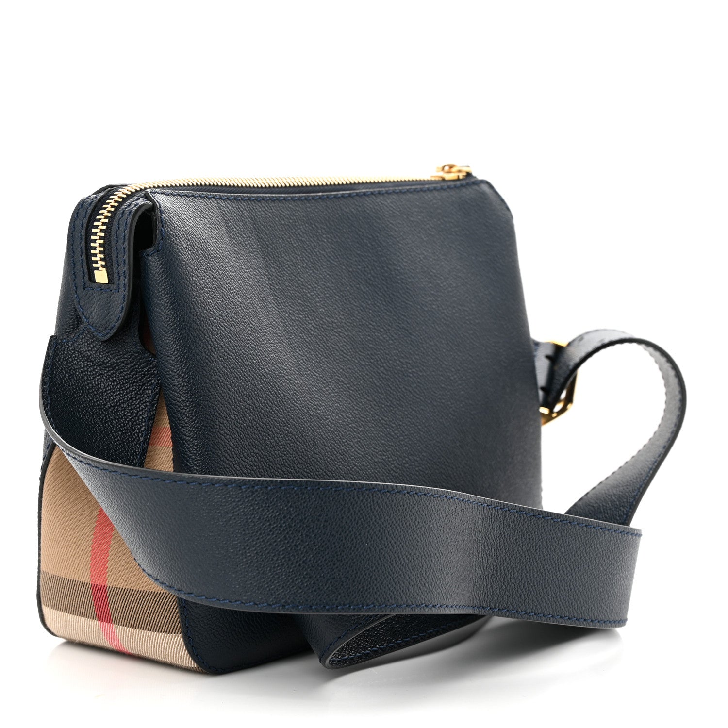 Burberry Soft Grain Calfskin House Check Small Helmsley Crossbody Blue Carbon 3 of 10