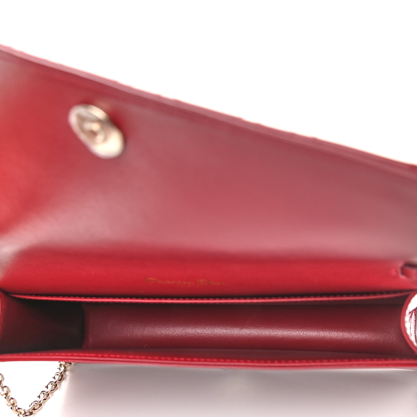 Patent Cannage Lady Dior Clutch Rouge Ceris
