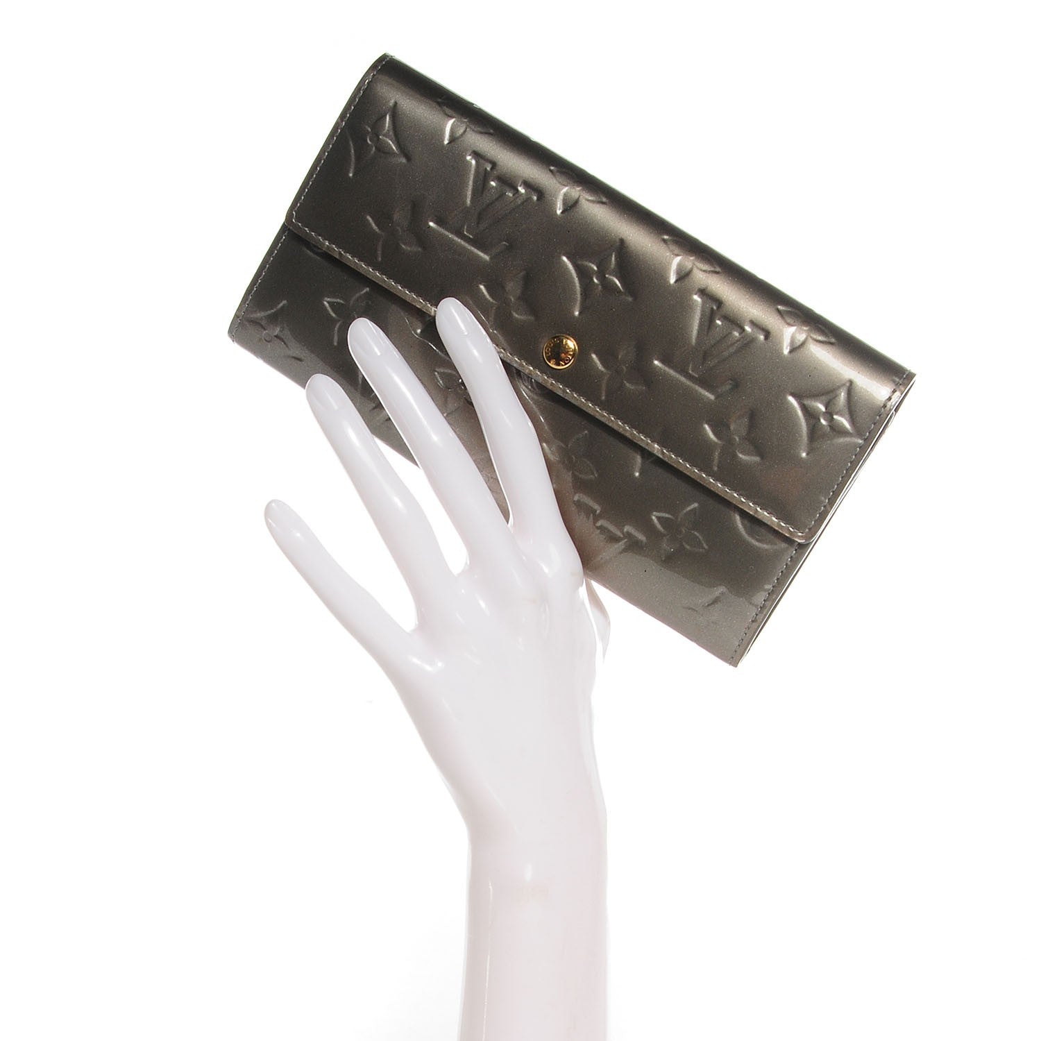 Louis Vuitton Vernis Sarah Wallet Gris Art Deco 2 of 7