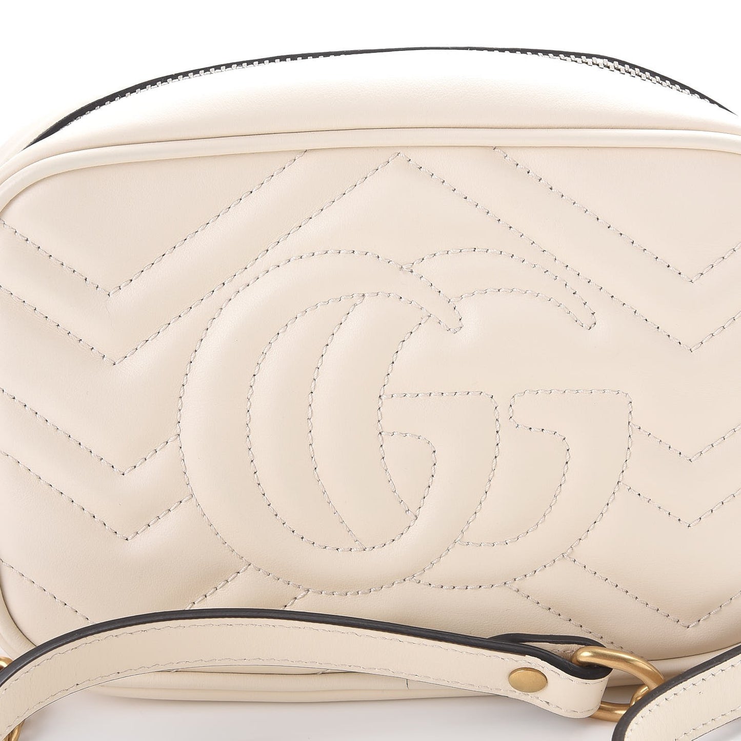 Calfskin Matelasse Mini GG Marmont Chain Shoulder Bag White